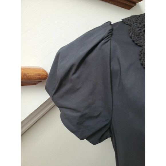 Bcbgmaxazria Women's Black Cotton Round Neck Short Sleeve Knee Length Size 6 - Picture 6 of 12